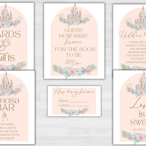 Fairytale Bridal Shower Signs, Princess Happily Ever After Themed Wedding Shower Party Signs Instant Download