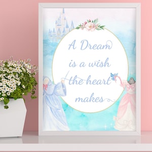 Princess Bibbidi Bobbidi Party Sign Watercolor Princess Quote Instant Digital Download