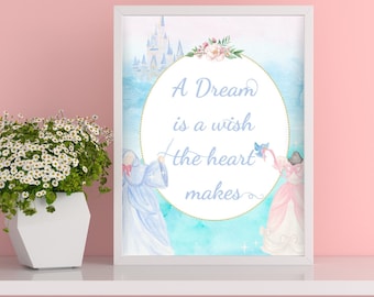 Princess Bibbidi Bobbidi Party Sign Watercolor Princess Quote Instant Digital Download