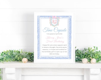 Princess First Birthday Time Capsule Sign: Watercolor Party Decor (Digital Download)