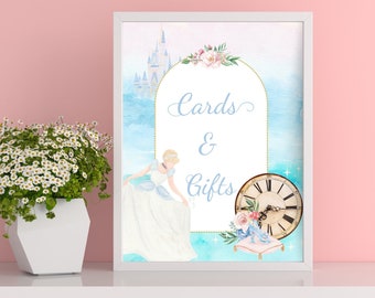 Cinderella Birthday Party Sign: Watercolor Cards & Gifts (Digital Download 8x10in Printable)