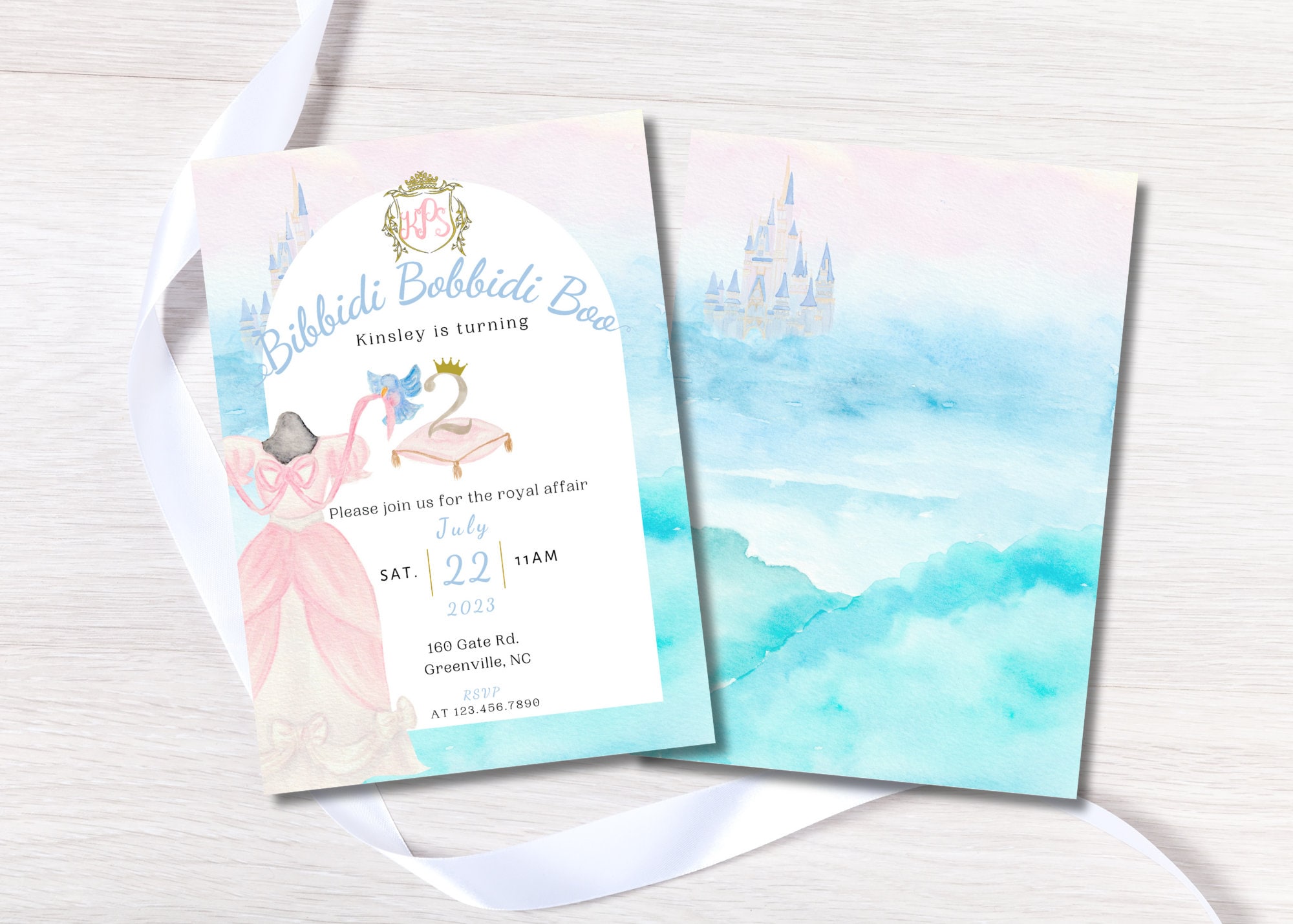 Princess Bibbidi Bobbidi Two Fairytale Birthday Invitation Princess ...