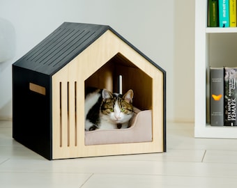 Cat bed, dog and cat furniture, indoor dog house, dog kennel, dog crate Modern dog and cat house with acrylic door Dog bed Inactive