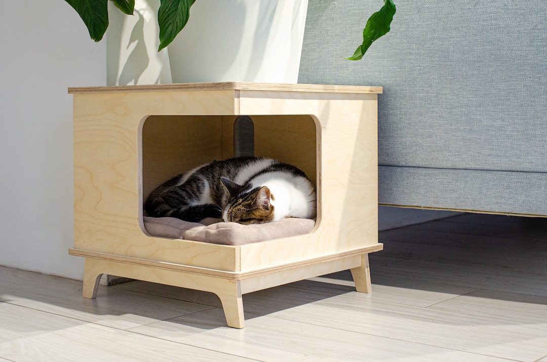 Stylish Plywood Cat House. Handmade Modern Cat Furniture. Etsy
