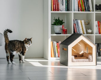 Modern dog and cat house. Indoor dog house. Indoor cat house. Dog bed, cat bed, dog furniture, dog kennel, dog crate, dog house.