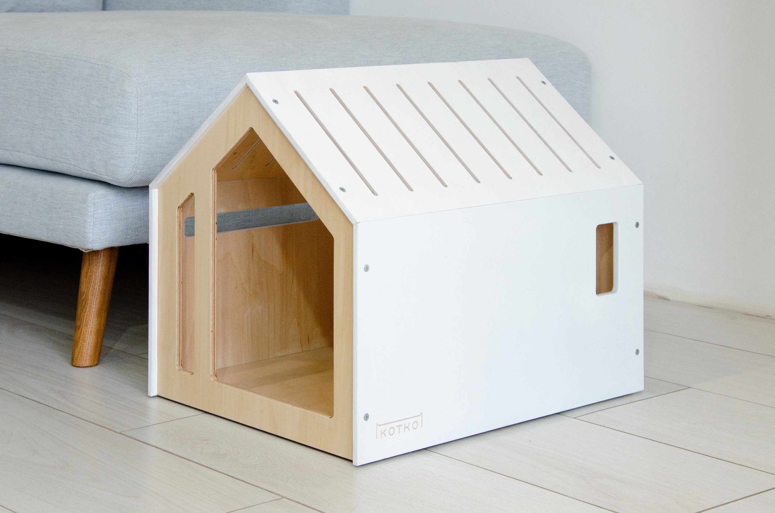 Modern Dog and Cat House With All Over Painting. Cat Bed, Dog Furniture, Indoor Cat House, Dog