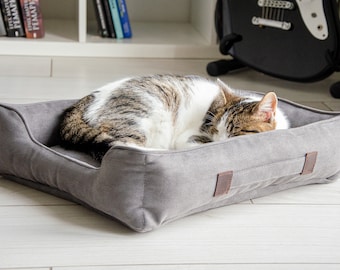 Mordern Cat Furniture, Christmas Gift For Pet Owner, Rectangle Padded Cat Bed, Cat Nest Bedding With Washable Cover, Orthopedic Bed For Pet