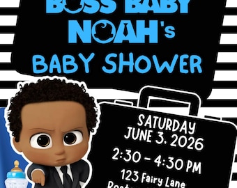 Invitación para baby shower de Black Boss / CUALQUIER COLOR (La personalizamos, usted la descarga)