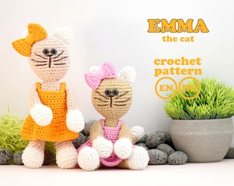 Crochet cat amigurumi pattern, cat doll pattern