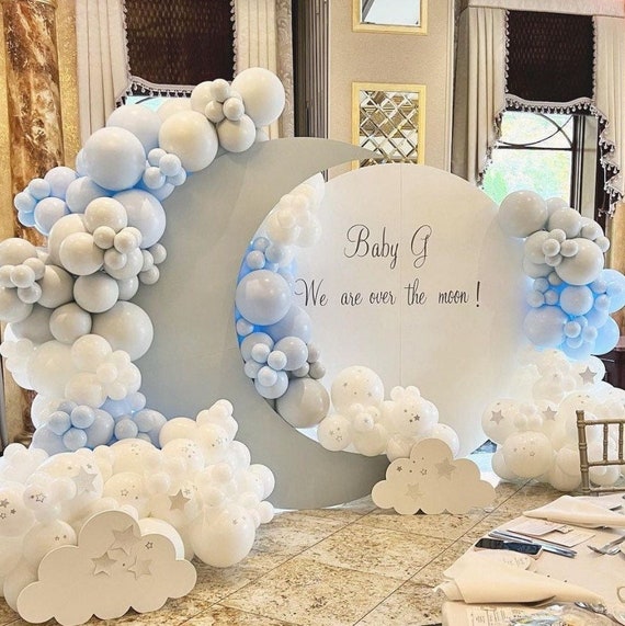 Double Blue Balloon Garland Arch Kit White Balloons Winter