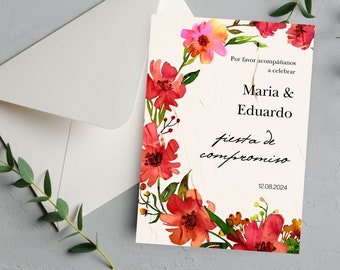 Spanish Floral Engagement Party Invitation: Editable Electronic Template (Digital Download)