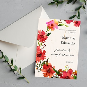 Spanish Engagement Party Invitation, Spanish Electronic Invitation, Invitacion Floral de Compromiso Editable, Fiesta Compromiso de Bodas