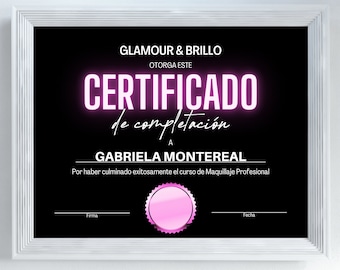 Spanish Certificate of Completion Template, Editable Canva (Digital Download)