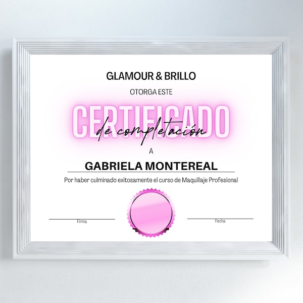 Certificate of Completion Spanish Etsy