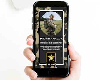 U.S Army Welcome Home Invitation, Military Party Electronic Invitation, U.S Army Retirement Party, Military Party Celebration Invitation