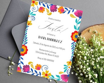 Mexico Fiesta Birthday Invitation: Spanish Floral Template (Digital)