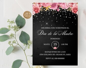 Spanish Mother's Day Invitation Template: Floral Canva (Digital Download)