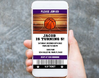 Basketball Birthday Invitation: Sports Party, VIP Ticket (Digital)