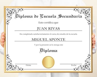Spanish High School Diploma Template, Editable Canva (Digital Download)
