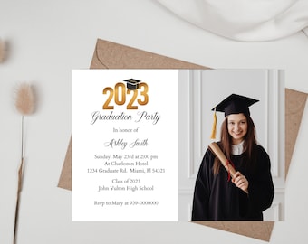 Graduation Party Invitation Template: Editable Digital Invite (Canva)