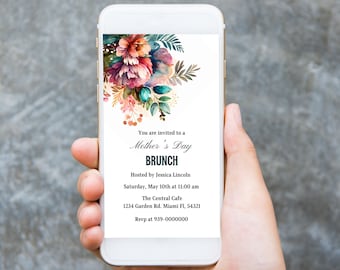 Boho Mother's Day Brunch Invitation: Editable Canva Template (Digital)
