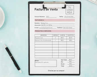 Spanish Invoice Template, Factura de Venta Editable Español, Plantilla Factura de Venta, Spanish Editable Billing Form Spanish Invoice Canva