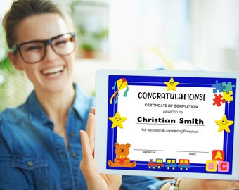 Kids Certificate of Completion Template, Teacher Printable (Canva)