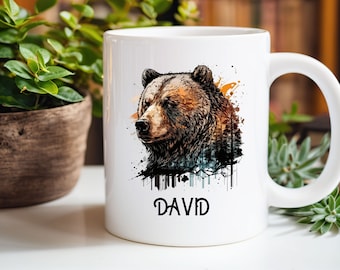 Personalized Bear Coffee Mug: Wild Animal Lover Gift