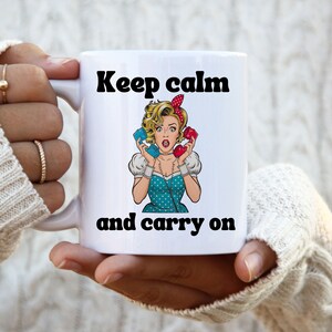 Keep Calm and Carry On Coffee Mug, Retro Coffee Mug, Retro Lovers Gift, Retro Lovers Mug, Vintage Ceramic Coffee Mug - 80s Nostalgia