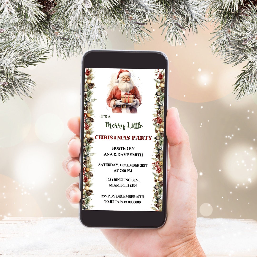 Christmas Party Electronic Invitation Christmas Dinner Etsy
