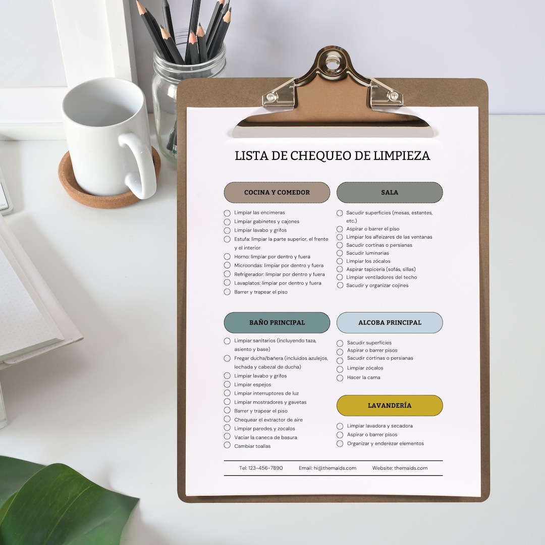 Spanish Housekeeping Checklist Template, Housekeeping Cleaning Planner Editable Template in
