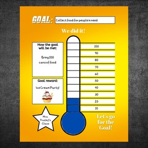 Goal Thermometer Poster, Classroom Goal Printable, Goal Tracker Poster ...