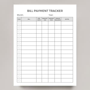 Bill Payment Tracker Printable Bill Payment Planner - Etsy
