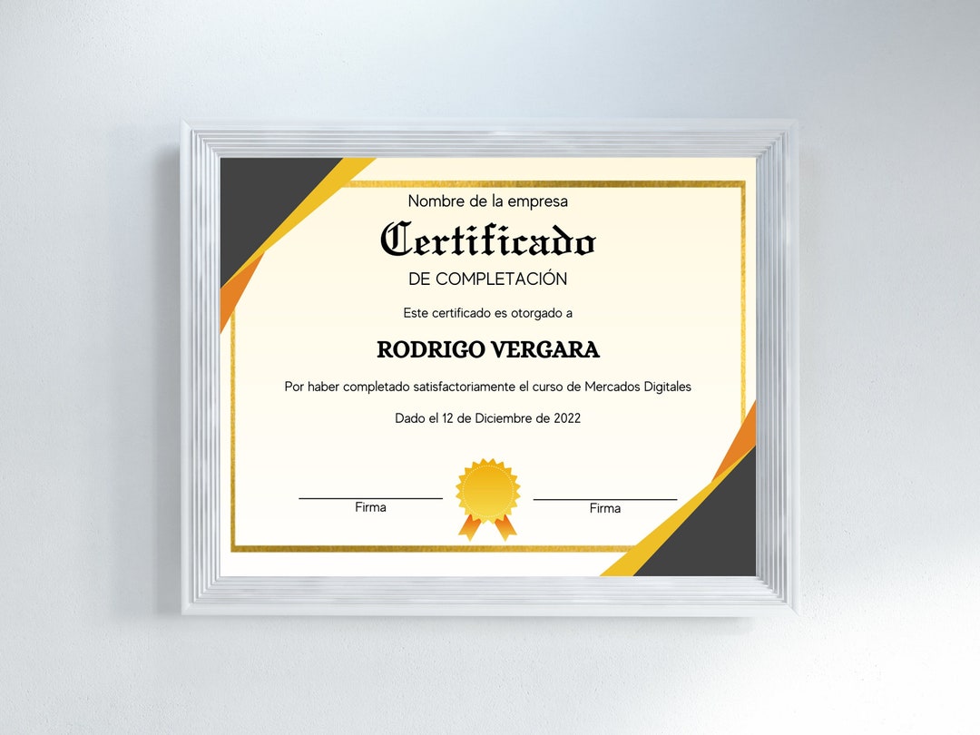 Certificado De Completación Plantilla Editable (Instant Download) - Etsy