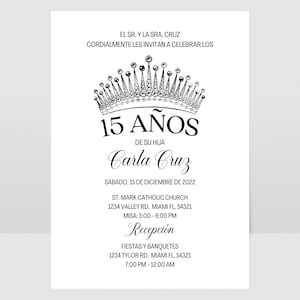 15th Birthday Spanish Invitation, Invitación Minimalista Cumpleaños Quinceañera, Celebración 15 Años Plantilla Editable, Spanish Template