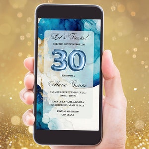 Spanish 30th Birthday Party Digital Invitation, Fiesta de Cumpleaños Invitación Electrónica, Spanish 30th Balloon Party Editable Invitation