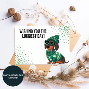 Printable St. Patrick&#39;s Day Card St. Patrick&#39;s Day Greeting Card, Lucky Dog Greeting Card, St. Patrick&#39;s Day Celebration Digital Download