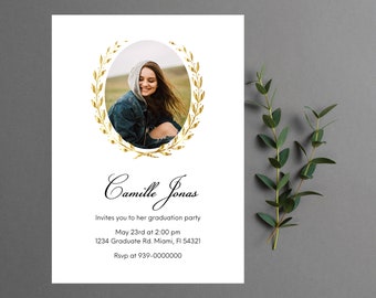 Graduation Party Invitation Template: Editable Canva Invite (Digital Download)