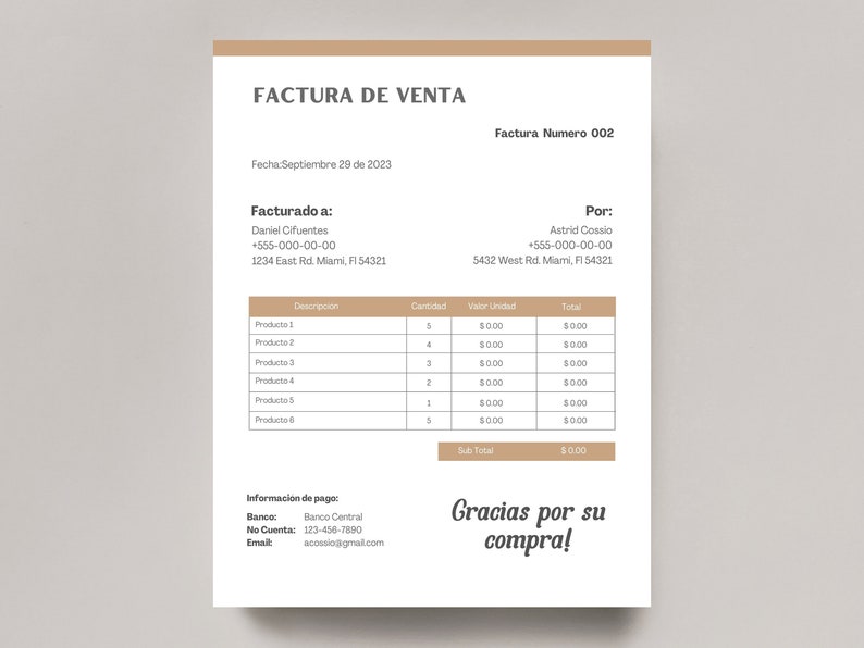 Spanish Invoice Template, Factura De Venta Editable Español, Plantilla Spanish Invoice Template, Factura De Venta Editable Español, Plantilla