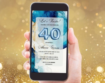 Spanish 40th Birthday Invitation: Fiesta Balloons, Editable Template (Digital Download)
