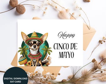 Cinco de Mayo Chihuahua Card: Festive Mexican Fiesta (PDF)