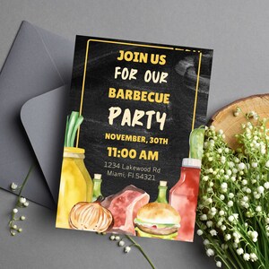 Barbecue Digital Invitation, Friends Party Invitation Template, Barbecue Party Evite, Friendship Party Electronic Invitation, BBQ Party