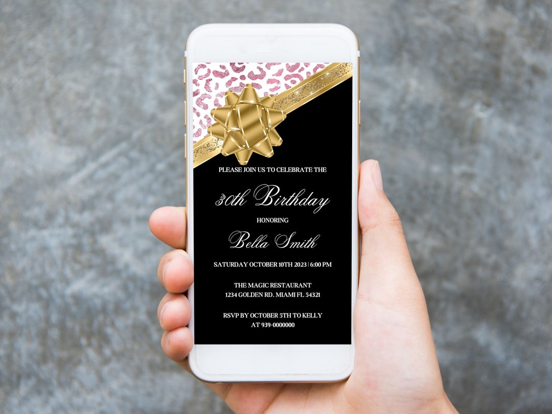Gift Wrap Digital Birthday Invitation, Gift Bow Party Evite, Elegant