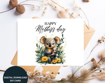 Koala Mother's Day Card: Printable 5x7 Greeting (Digital Download)