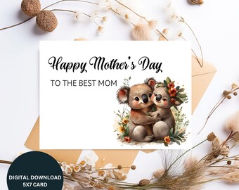Koala Mother's Day Card: Printable 5x7 Greeting (Digital Download)