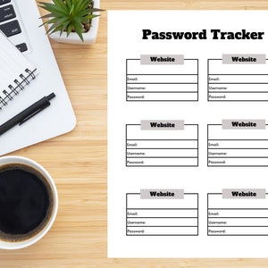 Wachtwoordtracker afdrukbaar, wachtwoordboek digitale download, wachtwoordlogboek afdrukbaar, bloemenwachtwoordtrackersjabloon, wachtwoordplanner