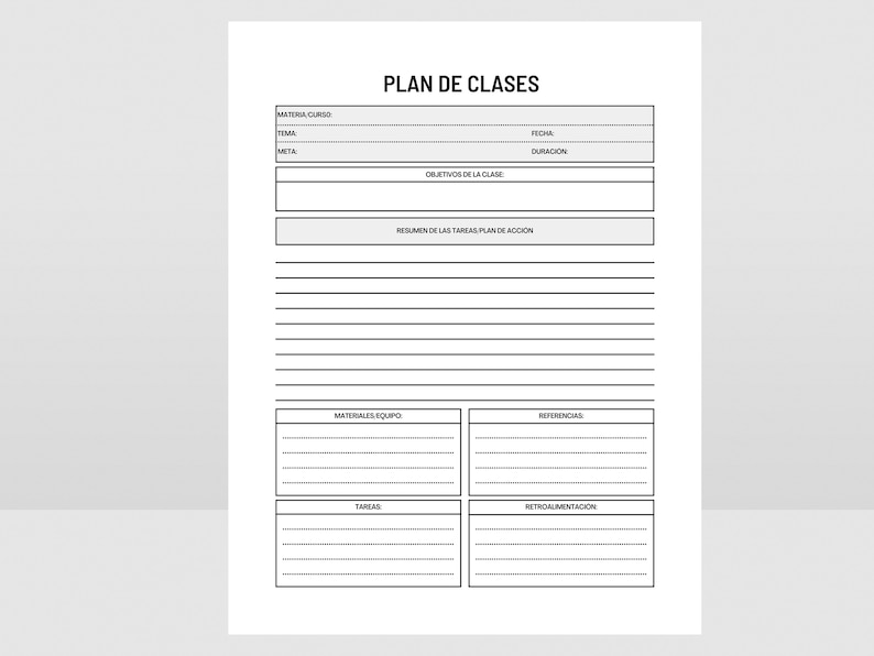 Spanish Lesson Plan Digital Download, Plan De Clases Imprimible, Plan ...
