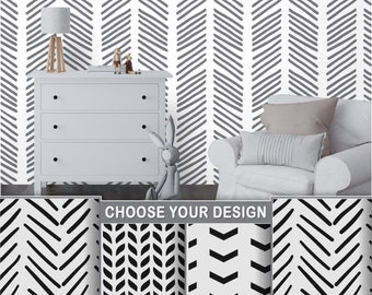 Herringbone Stencil - 4 Patterns  Available - Large Wall Stencil - Cool Stencils for Wall Painting - Chevron Patterns for Modern Home Decor