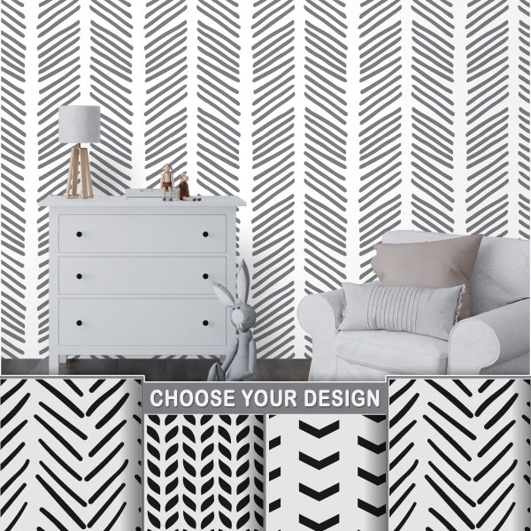 Herringbone Stencil - 4 Patterns  Available - Large Wall Stencil - Cool Stencils for Wall Painting - Chevron Patterns for Modern Home Decor