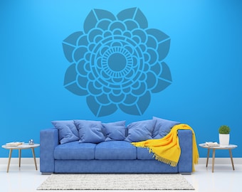 Floral Mandala Stencil, Mandala Wall Stencil, Flower Stencil, Yoga Studio Decor, Mylar Stencils, Extra Large Stencils - Various Dimensions
